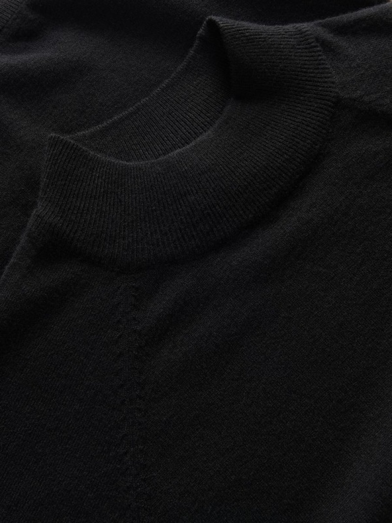 Black Reserved Mock Neck Women's Sweaters | YQXI-69754