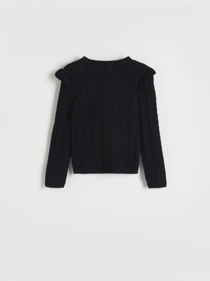 Black Reserved Openwork Girls' Sweaters | WCHG-71243