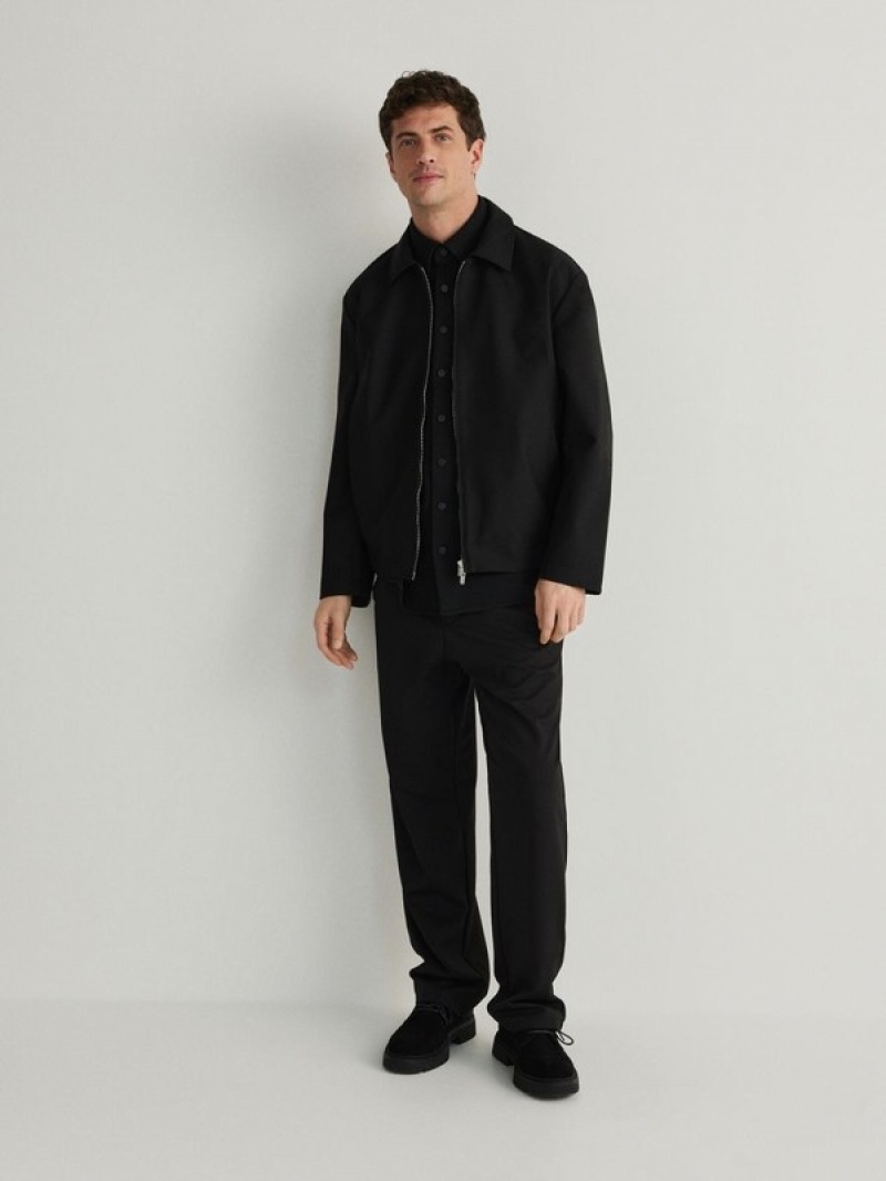 Black Reserved Plain Men's Shirts | QEBC-86703