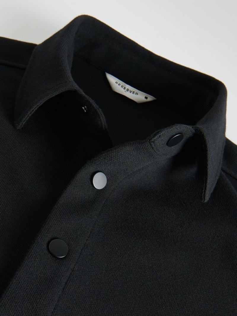 Black Reserved Plain Men's Shirts | QEBC-86703