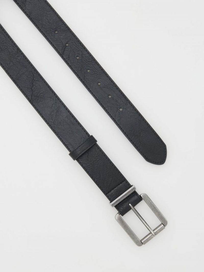 Black Reserved Plainbuckle Men's Belts | ZAQR-10259