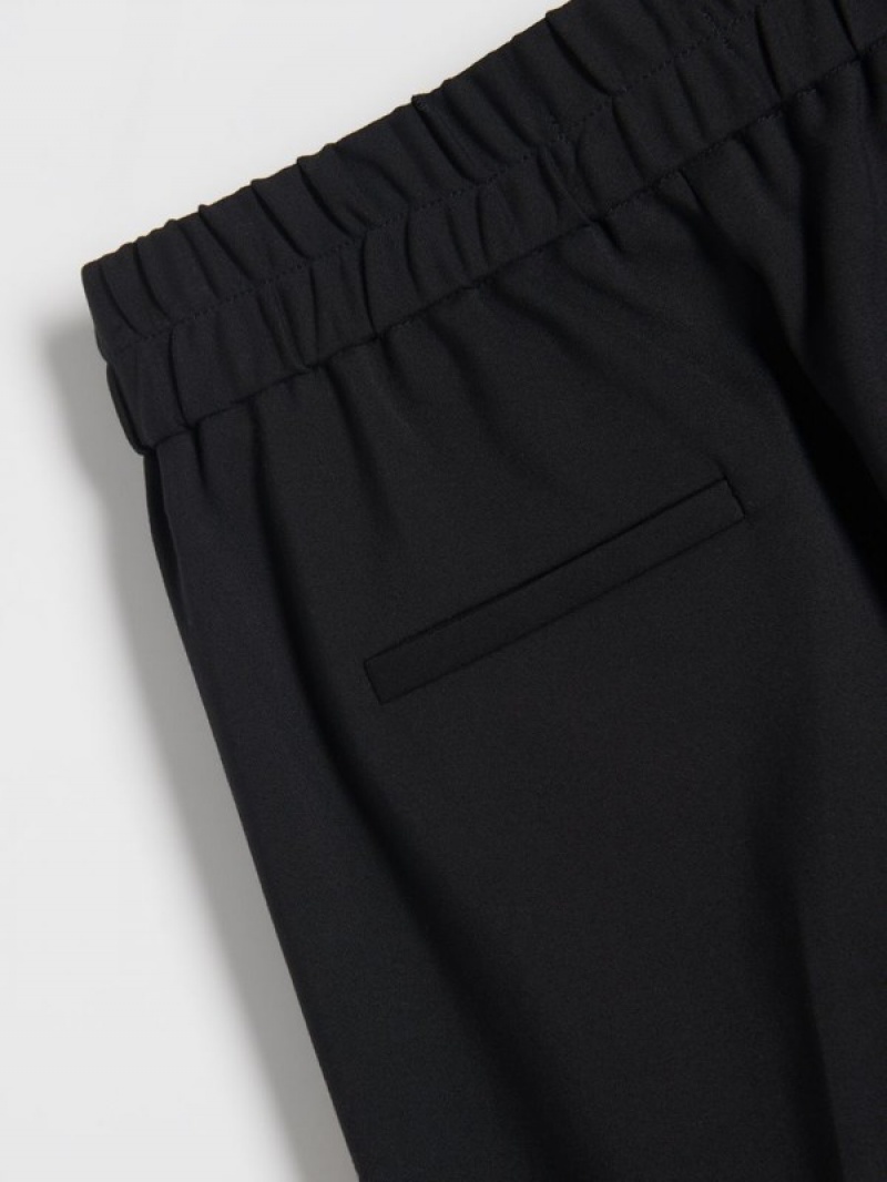 Black Reserved Pressed Crease Women's Trousers | KWGI-47569