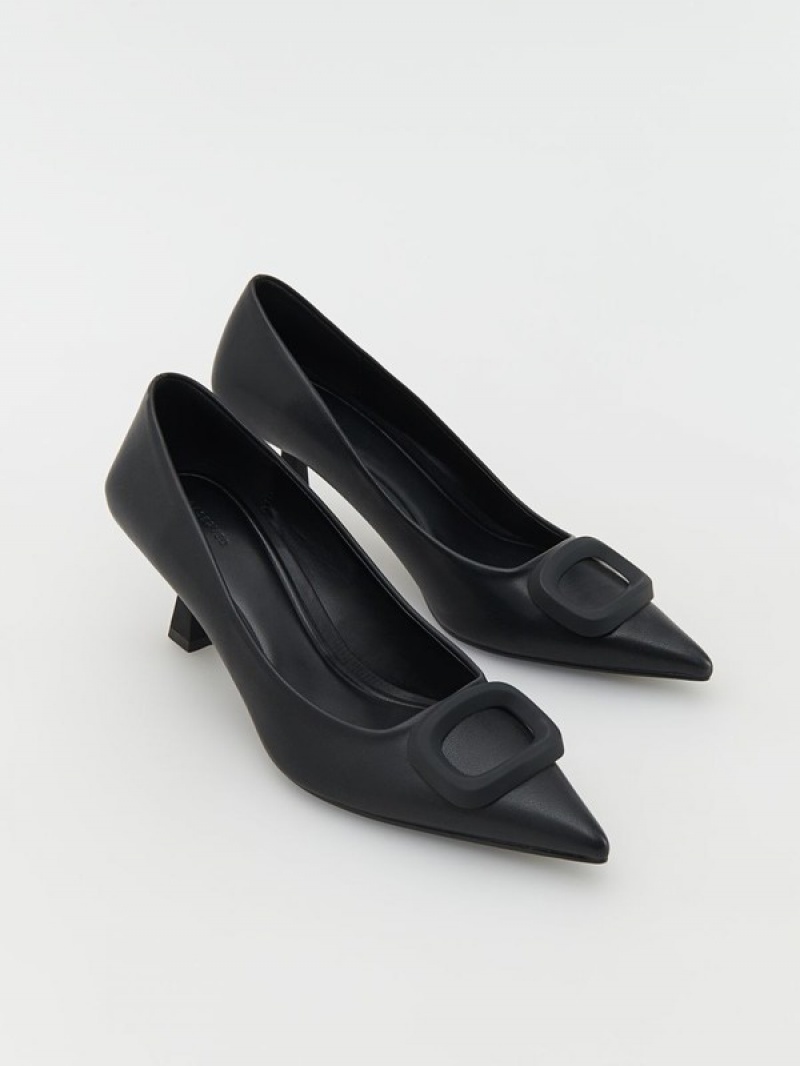 Black Reserved Pumps Women's Heels | GRIO-67398