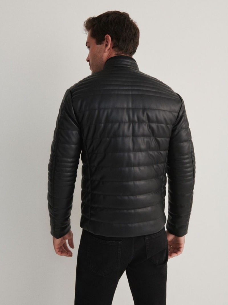 Black Reserved Quilted Biker Men's Jackets | NIPO-07623