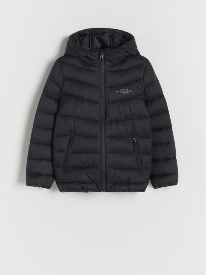 Black Reserved Quilted Boys' Jackets | IENC-89650