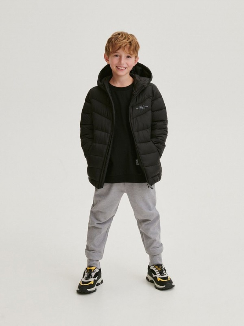 Black Reserved Quilted Boys\' Jackets | IENC-89650