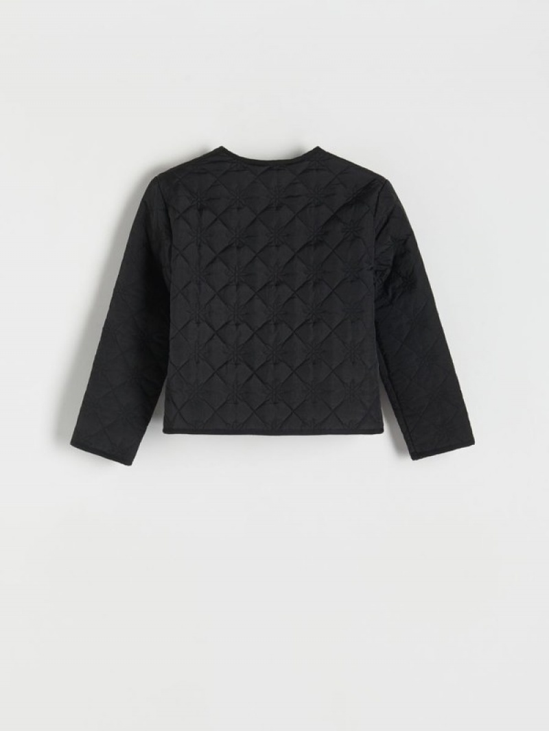 Black Reserved Quilted Girls' Jackets | UKZD-06128