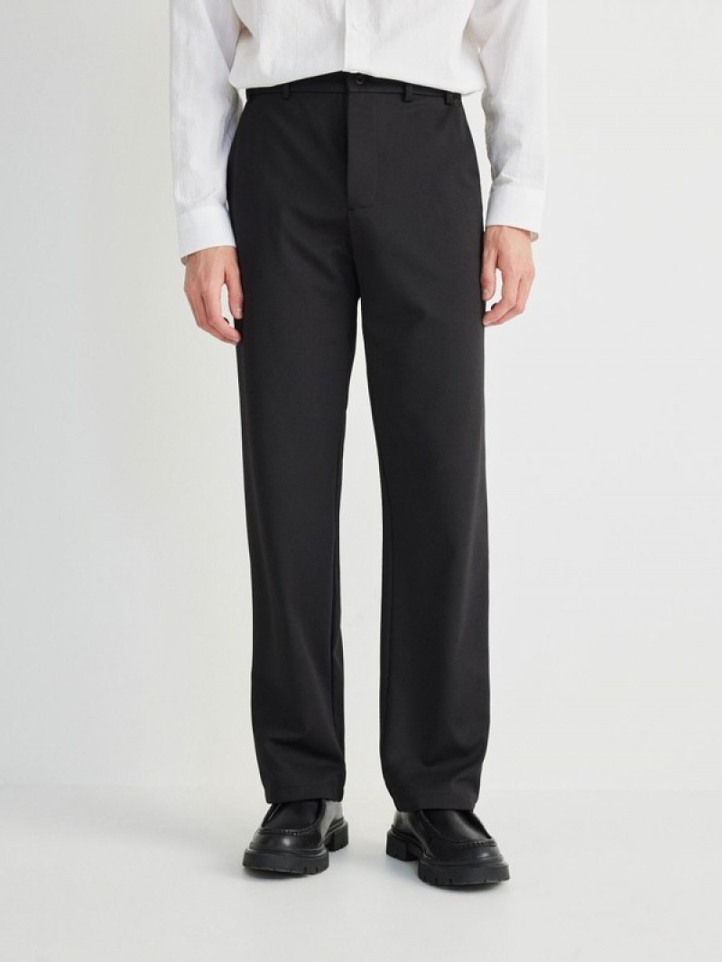 Black Reserved Quilted Men's Trousers | CMFS-84023