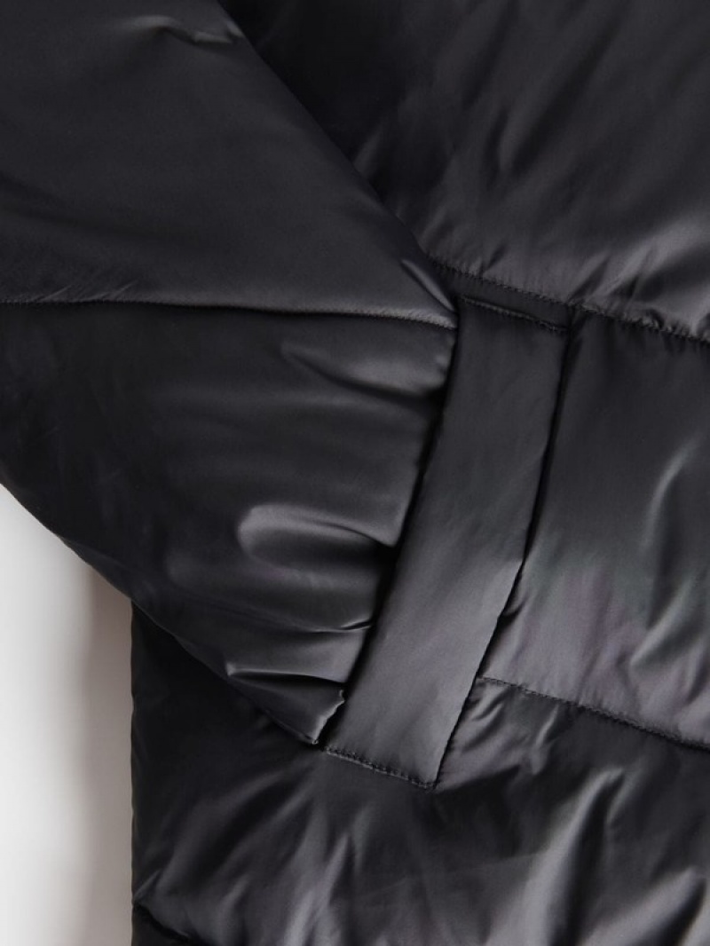 Black Reserved Quilted Women's Coats | UTDF-93741