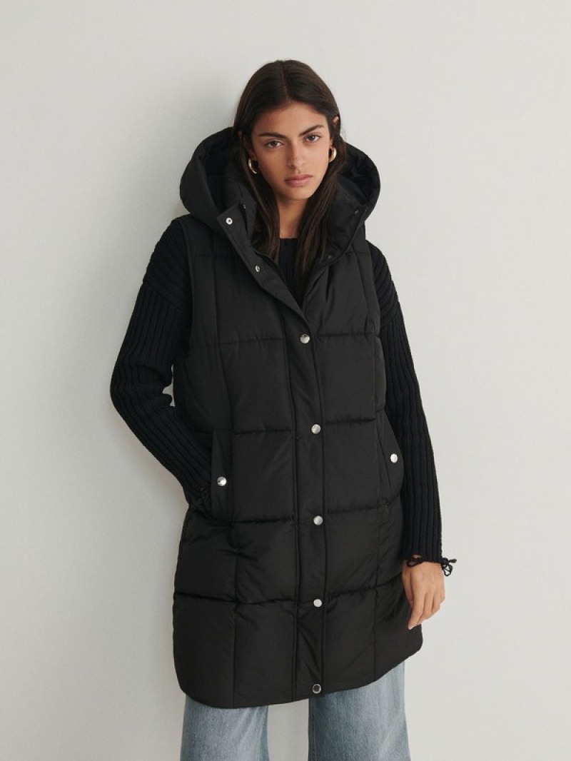 Black Reserved Quilted Women's Jackets | BWDZ-40715