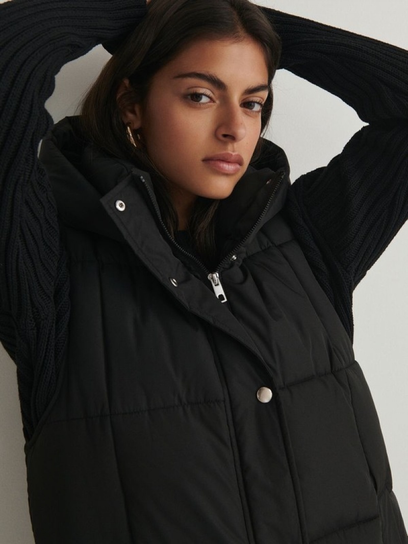 Black Reserved Quilted Women's Jackets | BWDZ-40715