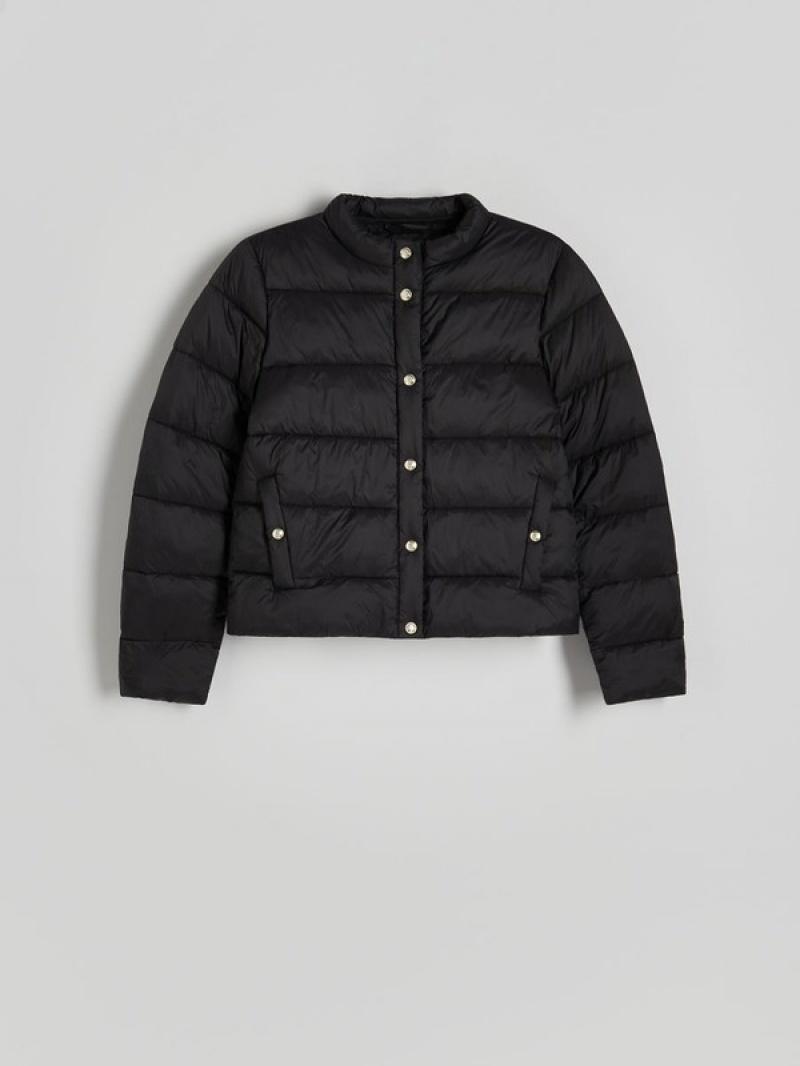 Black Reserved Quilted Women's Jackets | BHCY-61749