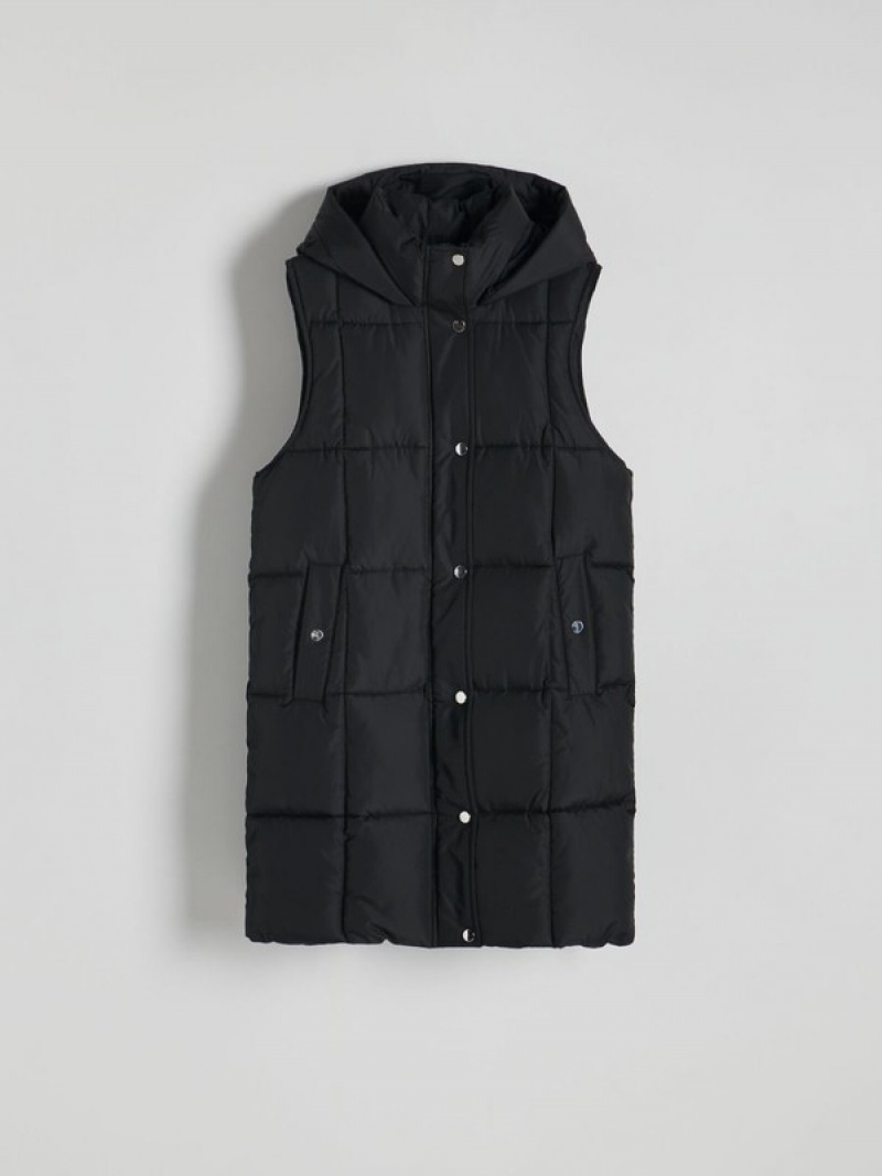 Black Reserved Quilted Women's Jackets | DEZM-52480