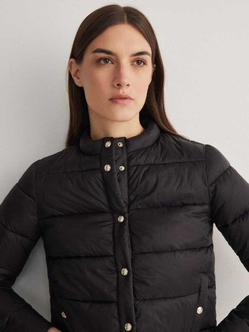 Black Reserved Quilted Women's Jackets | FYPB-86974