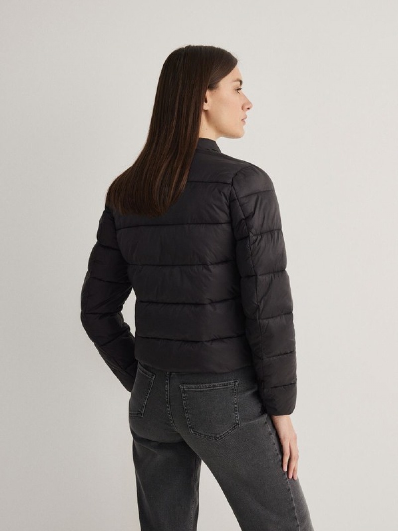 Black Reserved Quilted Women's Jackets | FYPB-86974