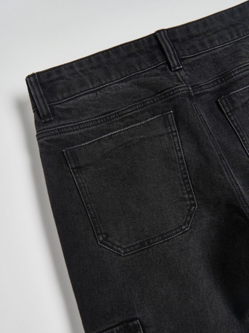 Black Reserved Regular Cargo Men's Jeans | RMNC-35460