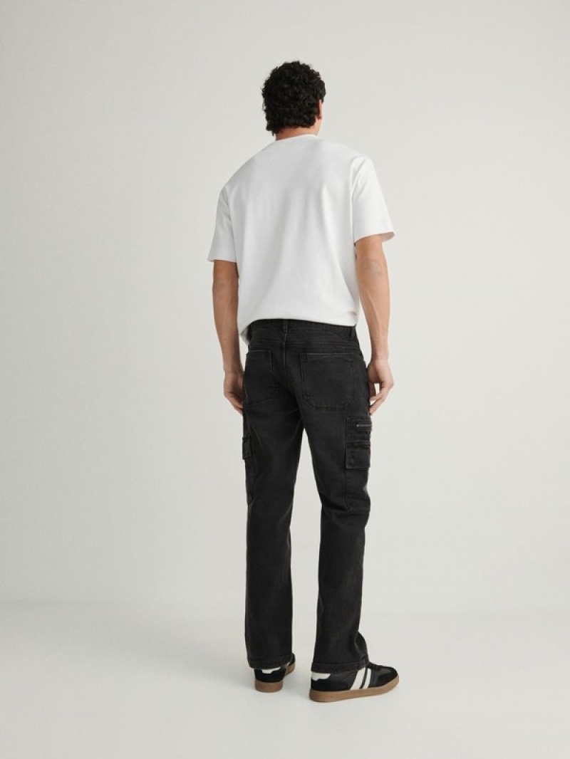 Black Reserved Regular Cargo Men's Jeans | RMNC-35460