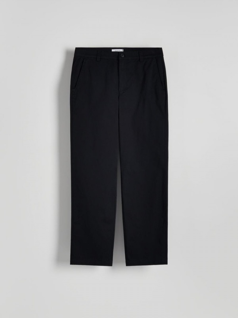 Black Reserved Regular Fit Chino Men's Trousers | TZYL-78136