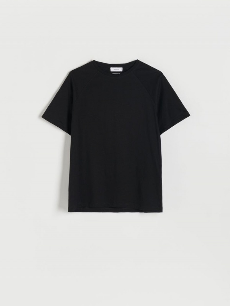 Black Reserved Regular Fit Cotton Men's T-shirts | SNIT-36497