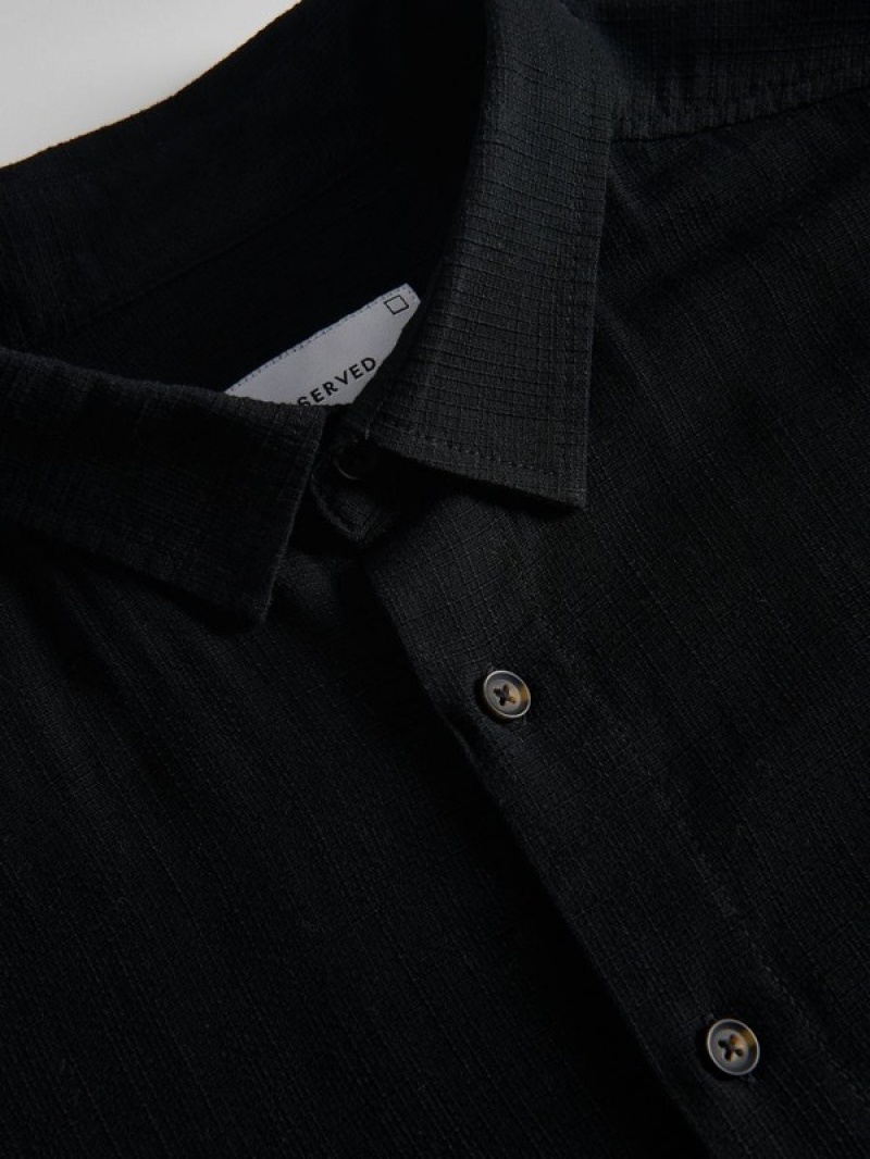 Black Reserved Regular Fit Cotton Rich Men's Shirts | WFZM-92835