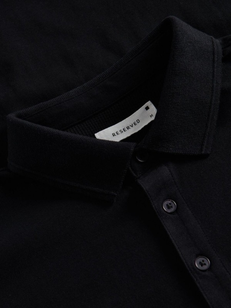 Black Reserved Regular Fit Men's Polo Shirts | ZDVS-26347