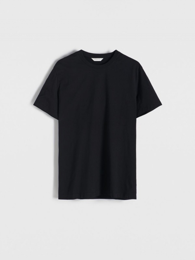 Black Reserved Regular Fit Men's T-shirts | VYTQ-16059