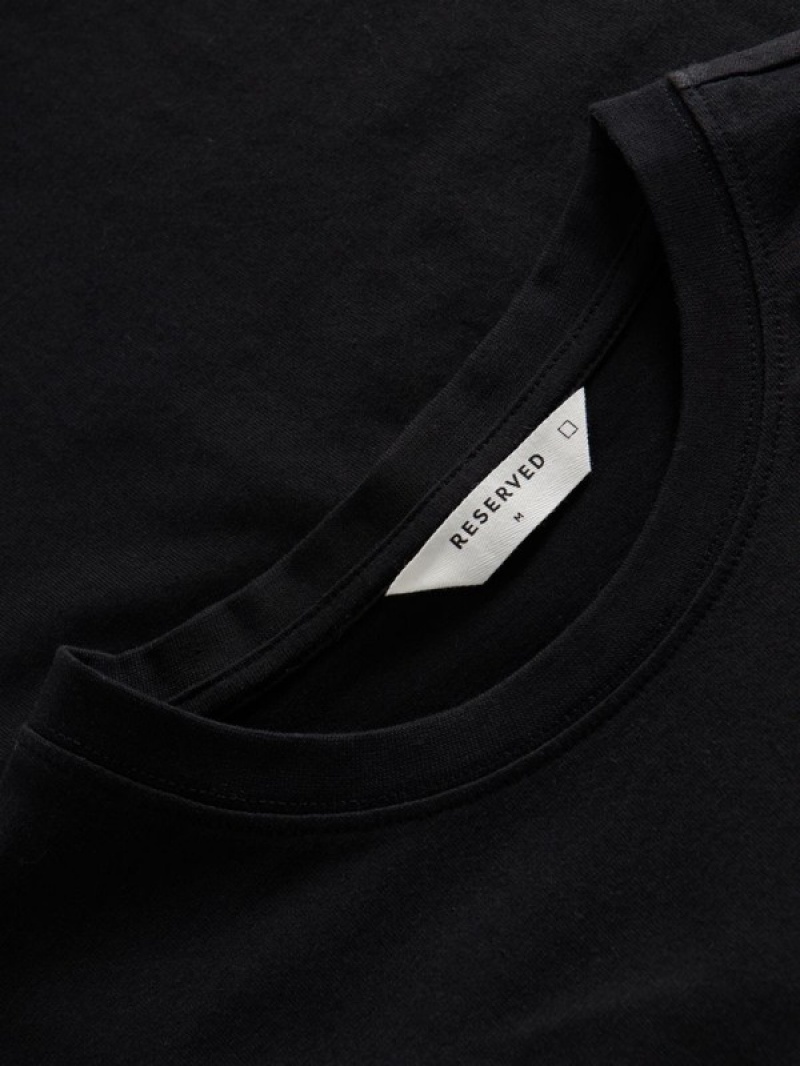 Black Reserved Regular Fit Men's T-shirts | VYTQ-16059