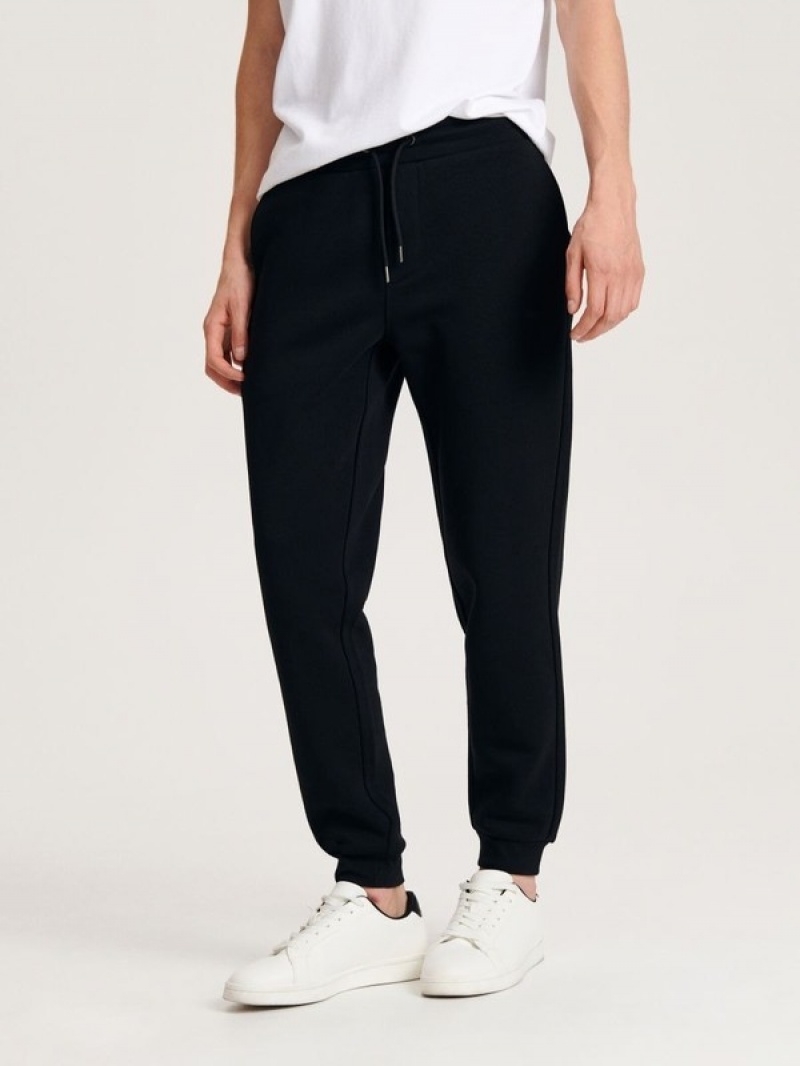 Black Reserved Regular Fit Track Bottoms Men's Trousers | FMPK-97584