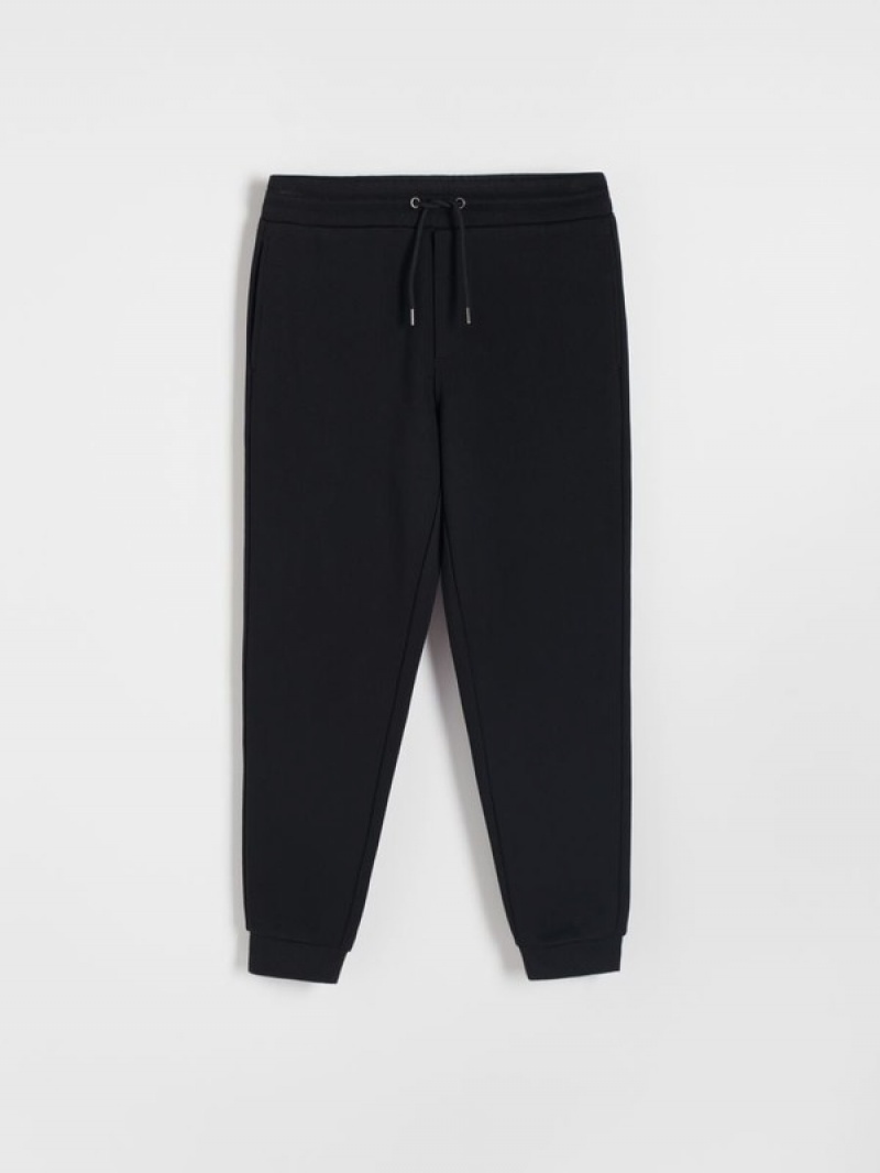 Black Reserved Regular Fit Track Bottoms Men's Trousers | FMPK-97584