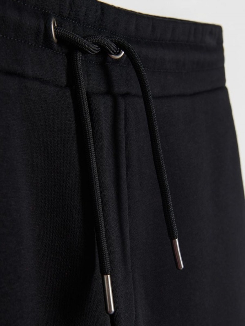 Black Reserved Regular Fit Track Bottoms Men's Trousers | FMPK-97584