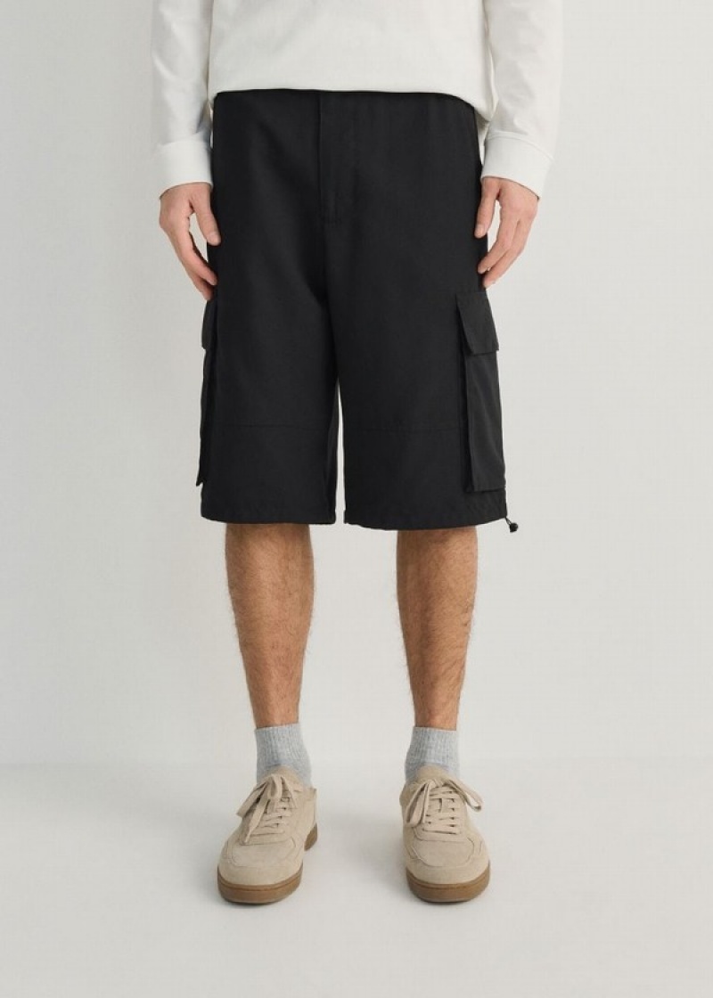 Black Reserved Regular Men's Shorts | GVBM-41732