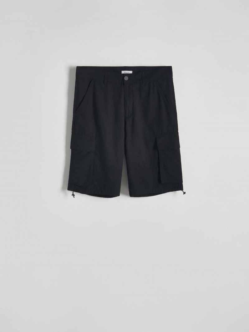 Black Reserved Regular Men's Shorts | GVBM-41732