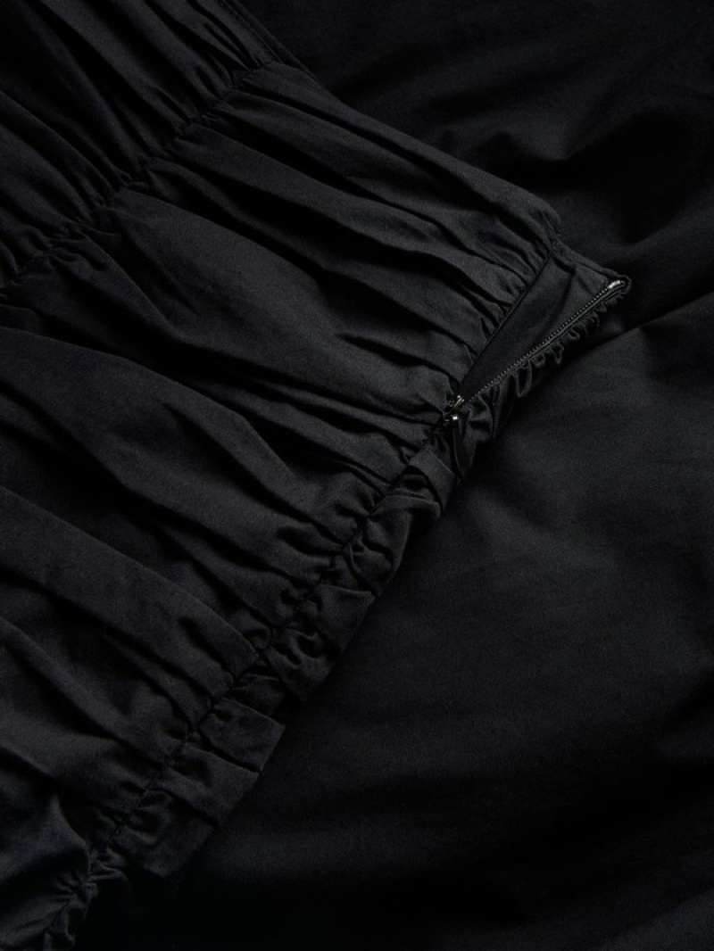 Black Reserved Ruched Women's Skirts | HYUI-50374