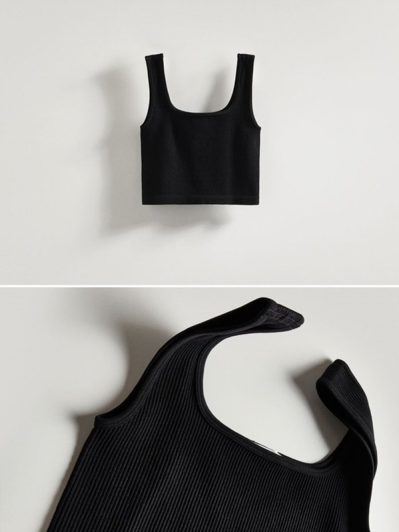 Black Reserved Seamless Jersey Top Women's T-shirts | RANM-81235