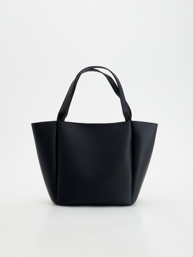 Black Reserved Shopper Women's Bags | YUBR-54361