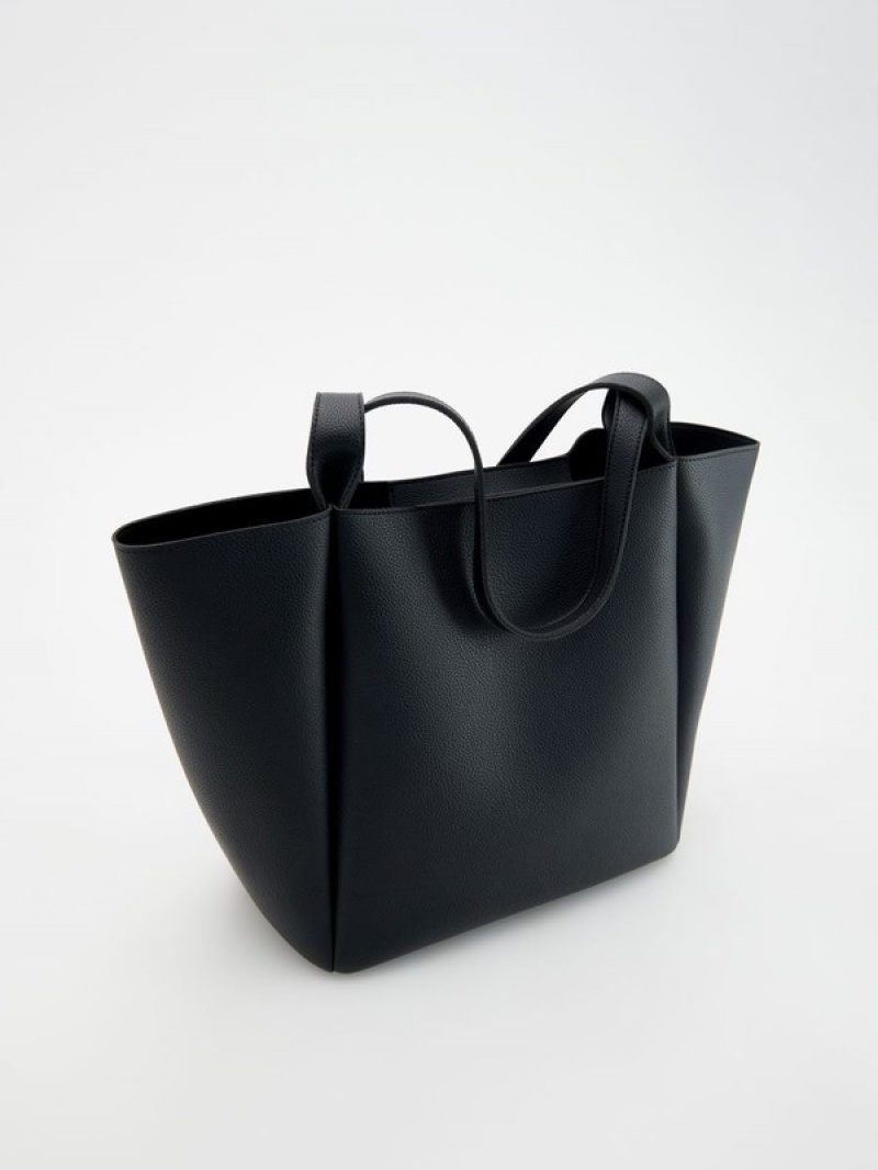 Black Reserved Shopper Women's Bags | YUBR-54361