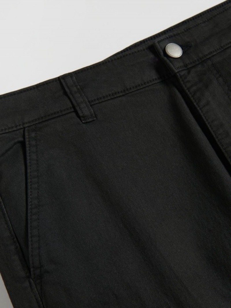 Black Reserved Slim Cargo Men's Trousers | OKXH-59240