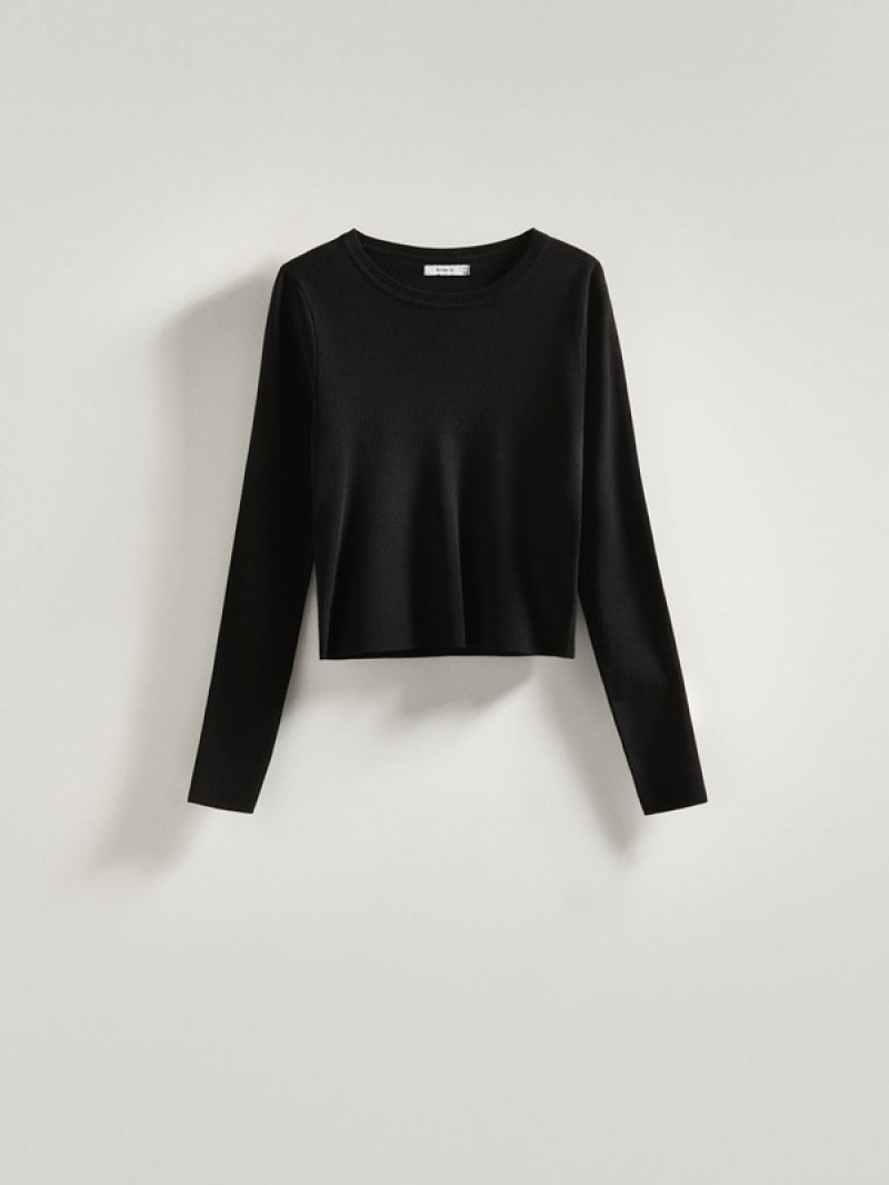 Black Reserved Slim Fit Women's Sweaters | TCUH-32147