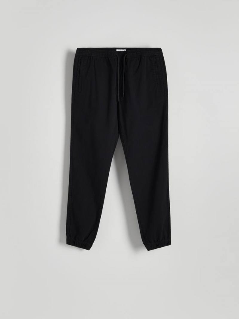 Black Reserved Slim Joggers Men's Trousers | XUIZ-32907