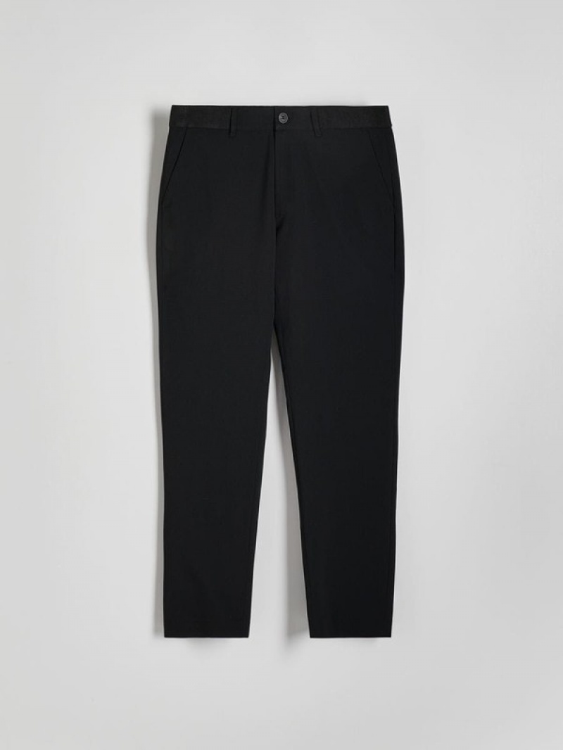 Black Reserved Slim Men's Trousers | OTRL-26548