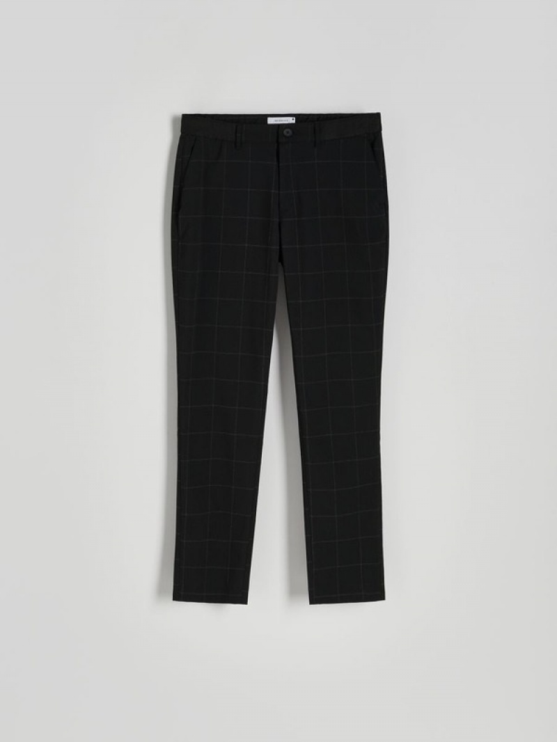 Black Reserved Slim Men's Trousers | ZERH-51708