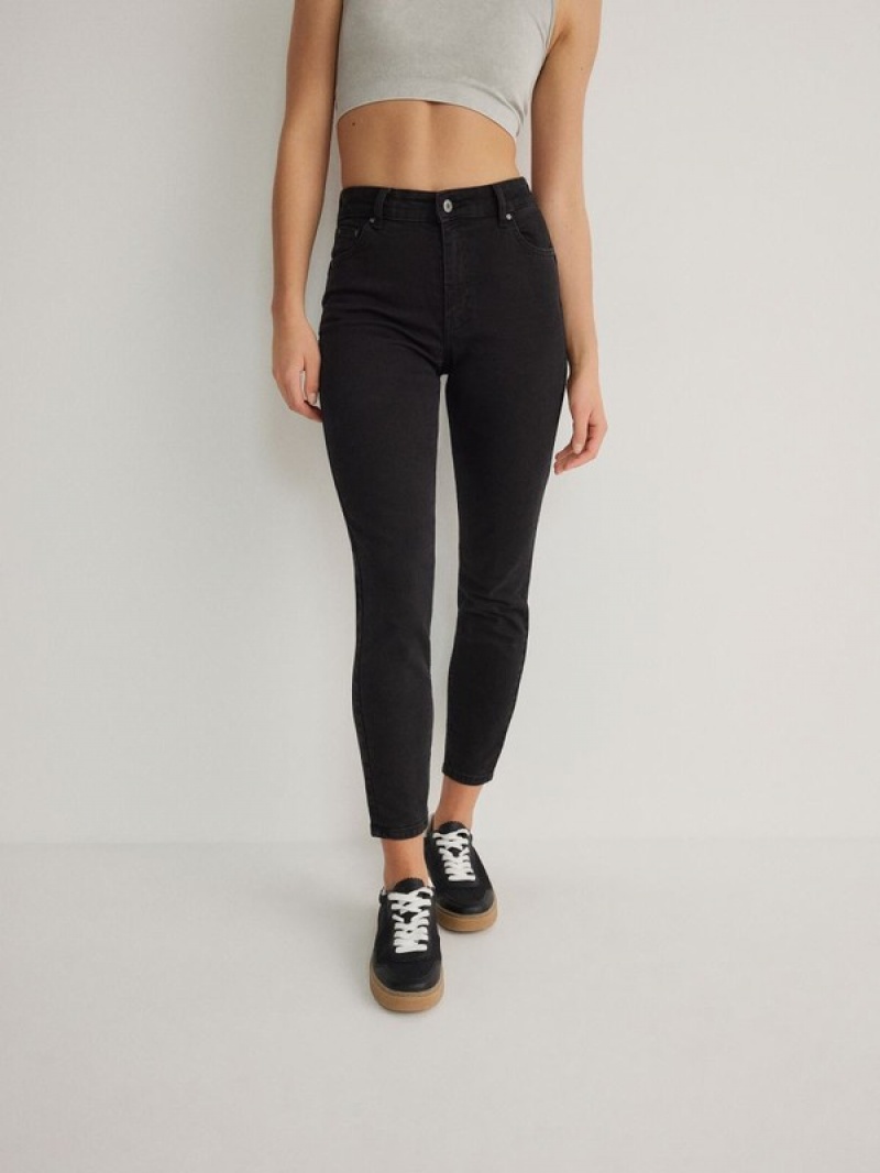 Black Reserved Slim Push Up Women's Jeans | JYLD-60842