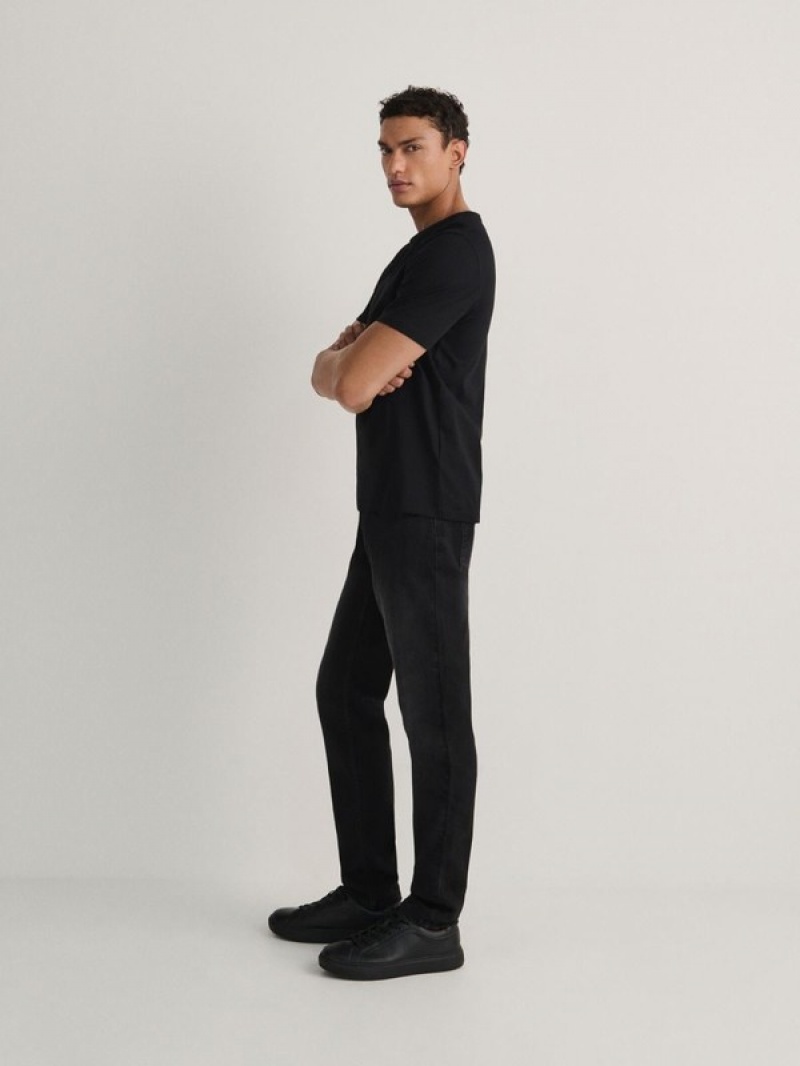 Black Reserved Slimwash Effect Men's Jeans | EYRW-89154