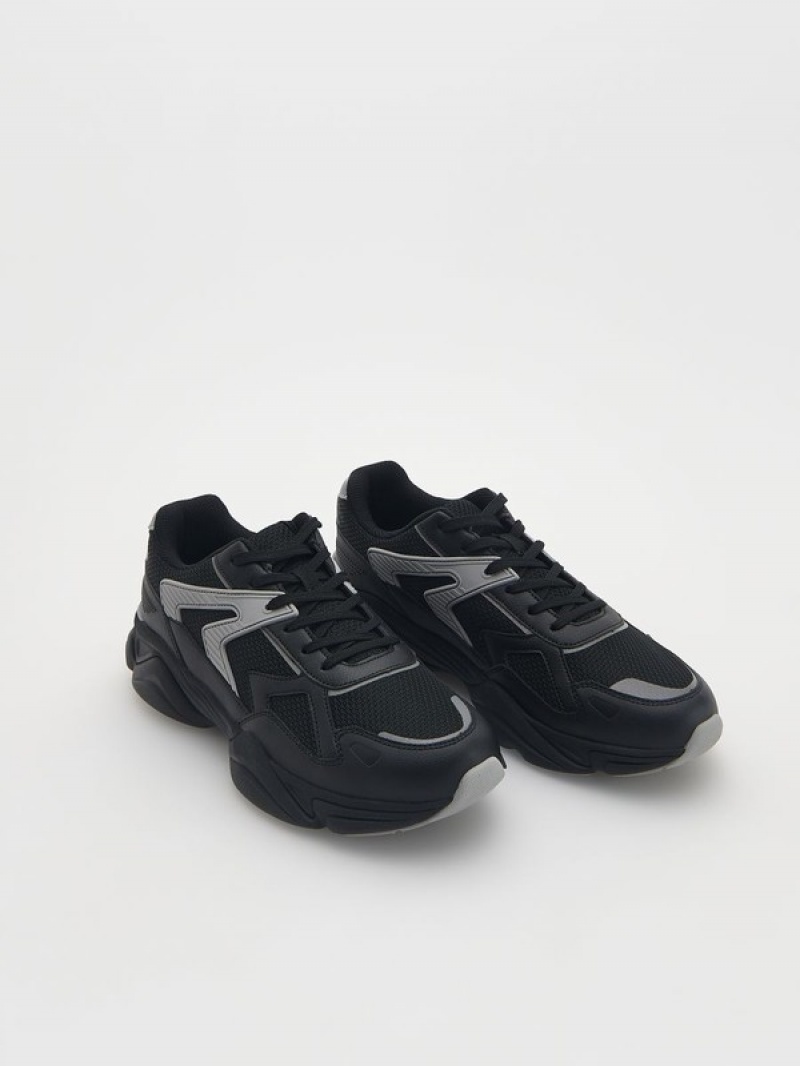 Black Reserved Sports Men's Shoes | JXBF-49703