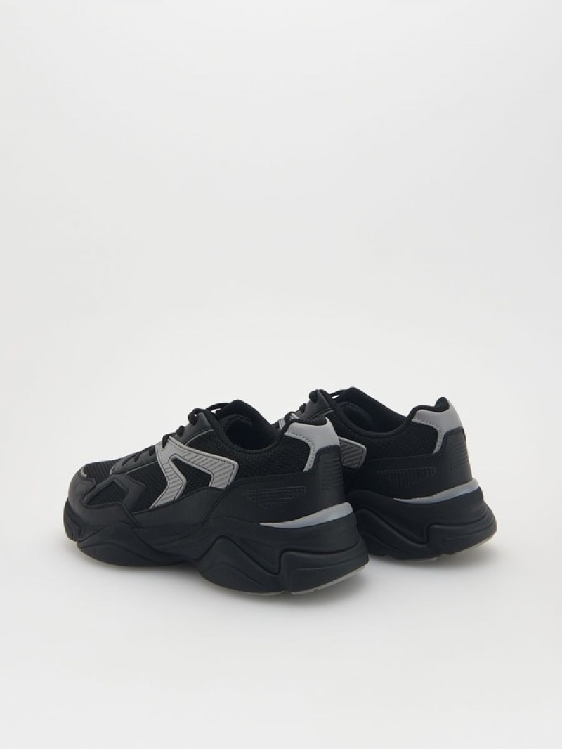 Black Reserved Sports Men's Shoes | JXBF-49703