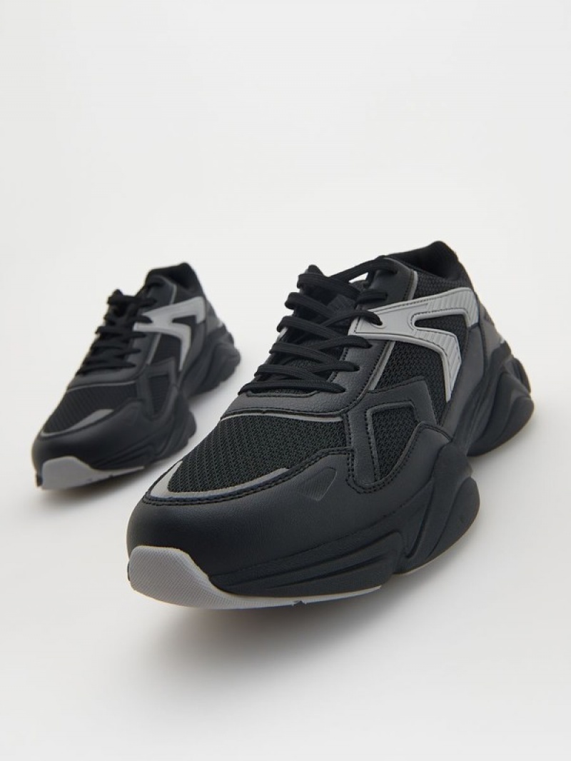 Black Reserved Sports Men's Shoes | JXBF-49703