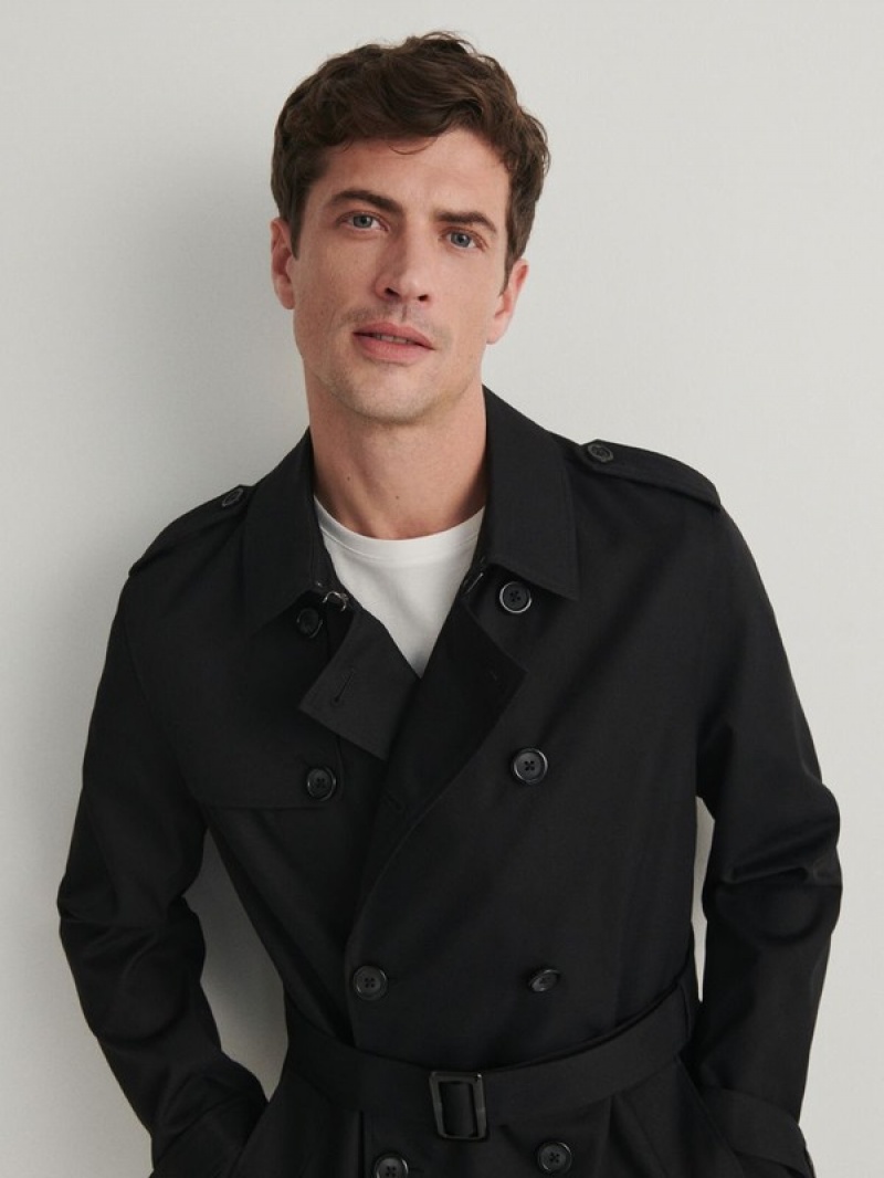 Black Reserved Trench With Men's Coats | HGAL-87569