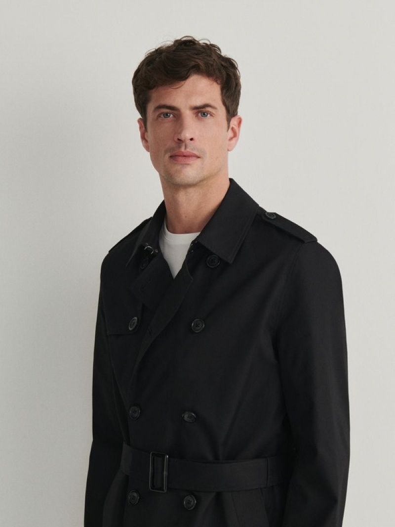 Black Reserved Trench With Men's Coats | HGAL-87569