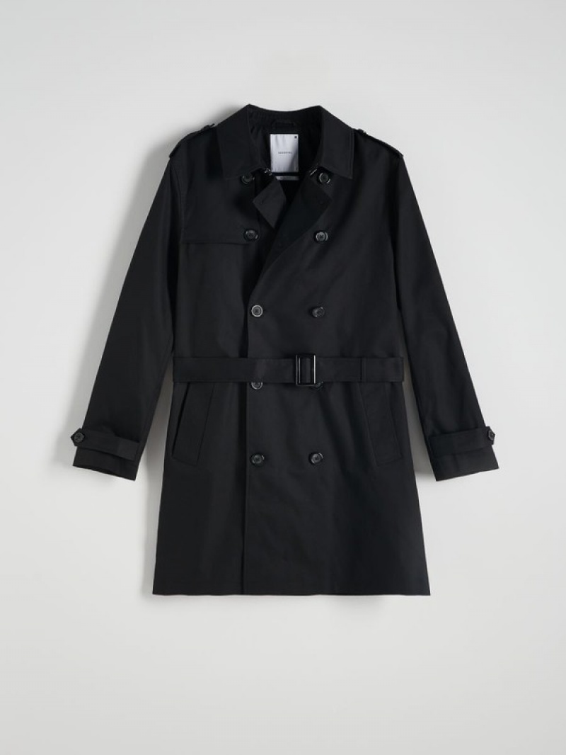 Black Reserved Trench With Men's Coats | HGAL-87569