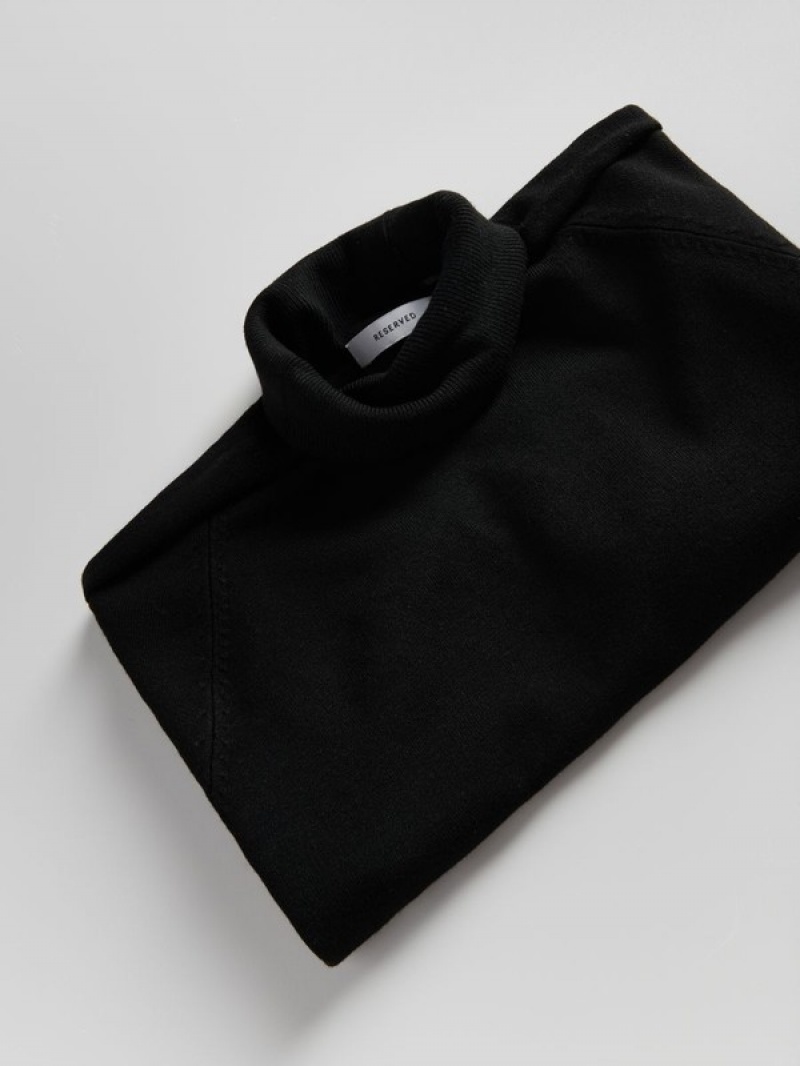 Black Reserved Turtleneck Women's Shirts | RHWL-32785